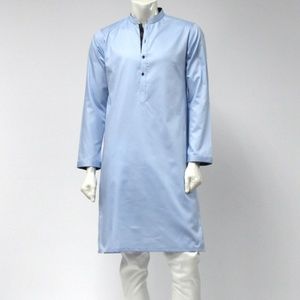 Men's Light Blue Slim Fit Kurta w/ Pants